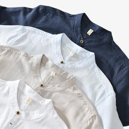 Summer Linen Stand-Collar Shirt
