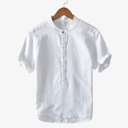 Summer Linen Stand-Collar Shirt