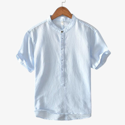 Summer Linen Stand-Collar Shirt