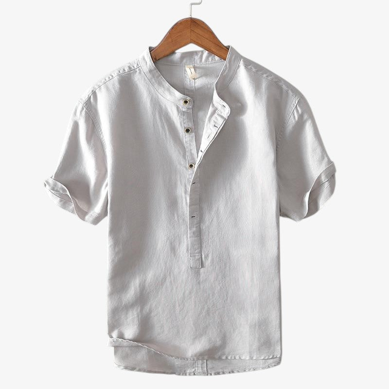 Summer Linen Stand-Collar Shirt
