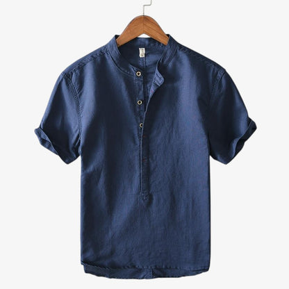Summer Linen Stand-Collar Shirt